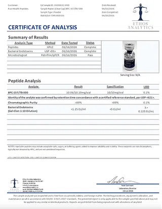 Certificate of Analysis example page 1
