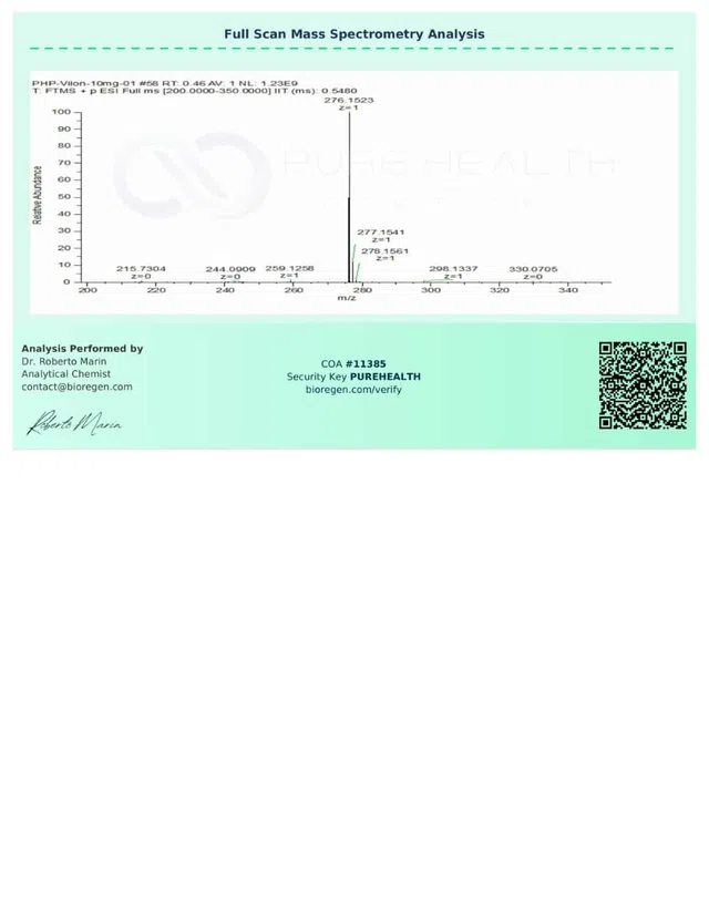 Evergreen COA 269 COA11385 Peptalith Vilon 10mg images 1