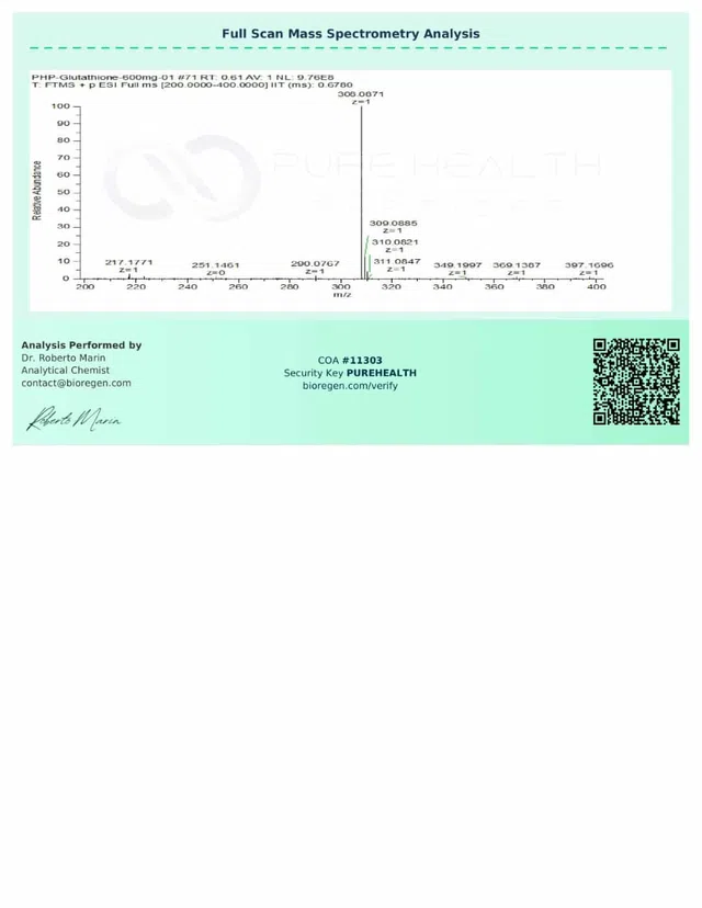 Evergreen COA 262 COA11303 Peptalith Glutathione 600mg images 1