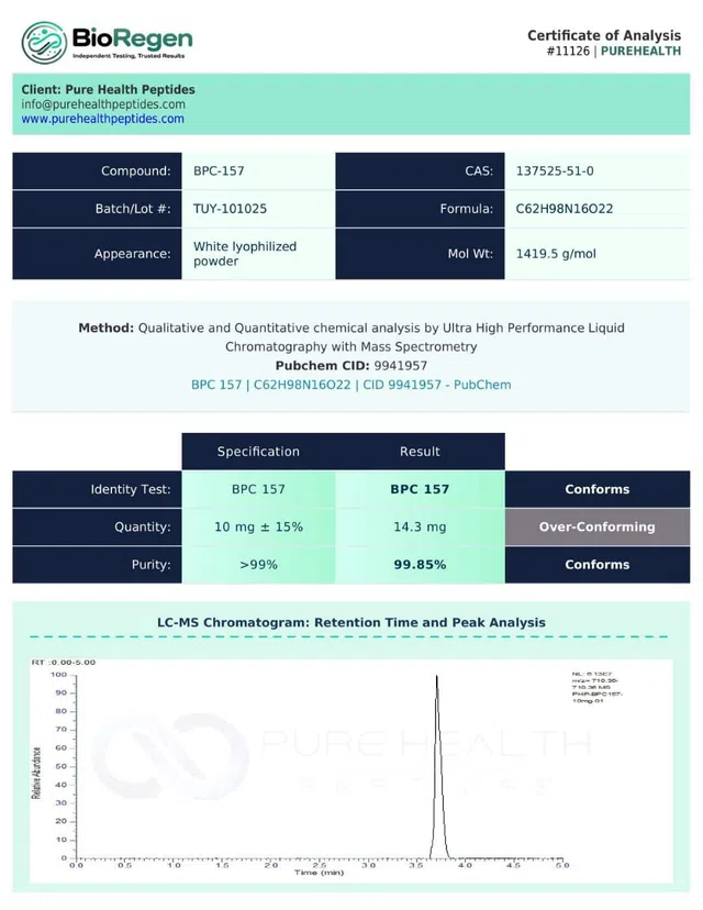 COA 216 COA11126 Peptalith BPC 157 TB4 10mg images 0